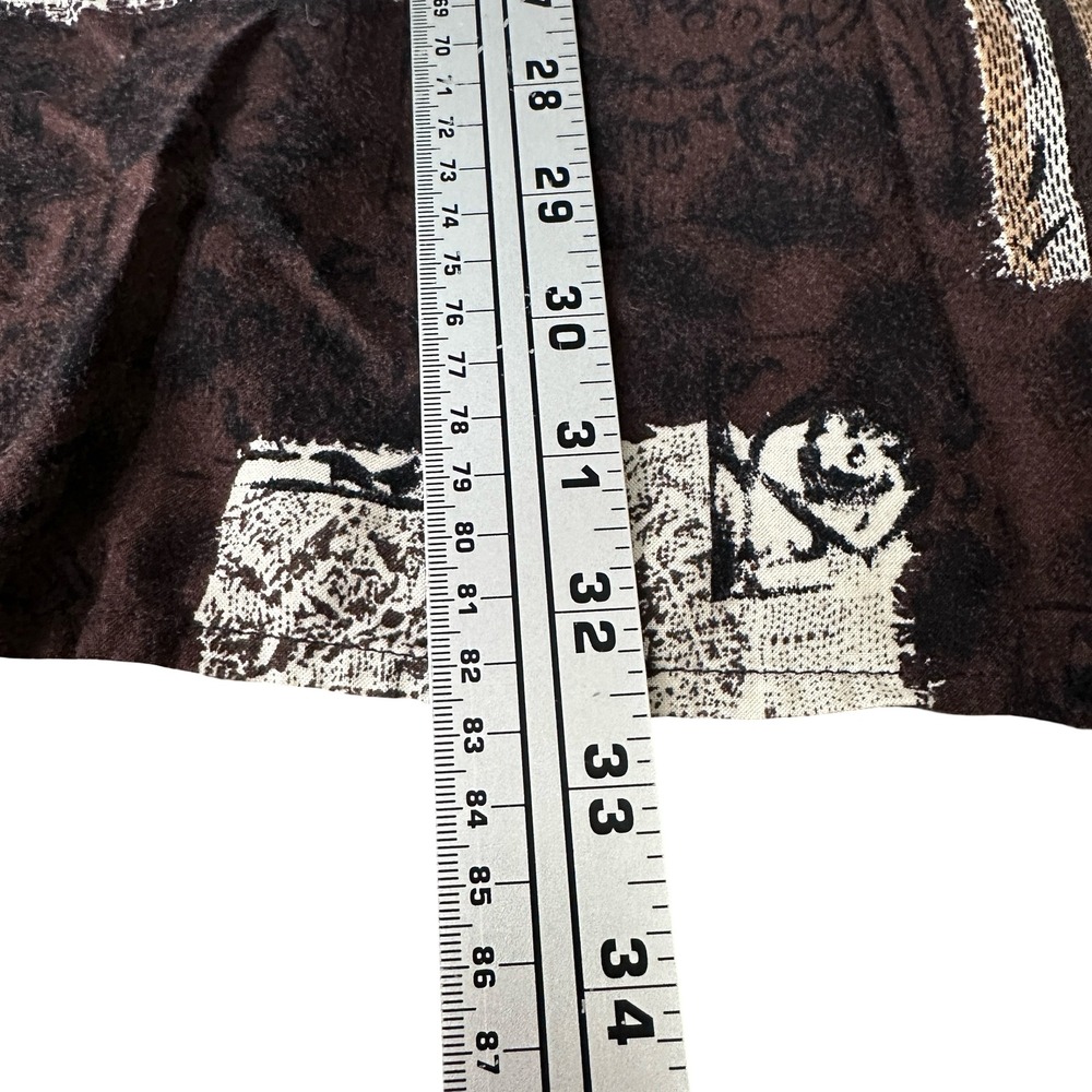 Vintage Lorenzini Button Down Shirt Men XL Brown Gray Abstract Patchwork Viscose - Picture 11 of 11